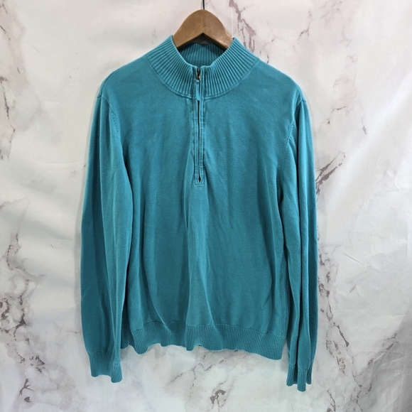 Foxcroft Sweater Womens XXL 2XL Blue Quarter Half Zip Pullover Cotton Mock - Picture 8 of 11